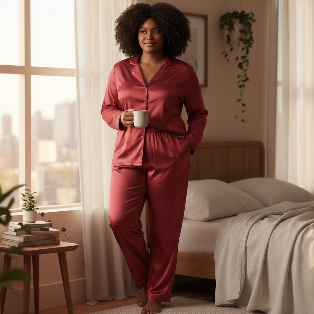 Tony & Candice Womens Red Satin Pajama Pants Loungewear Sleepwear Size XXL